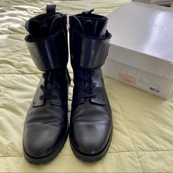IRO Nels Black Leather Combat Boot Size 39 8.5 9 - Picture 6 of 9